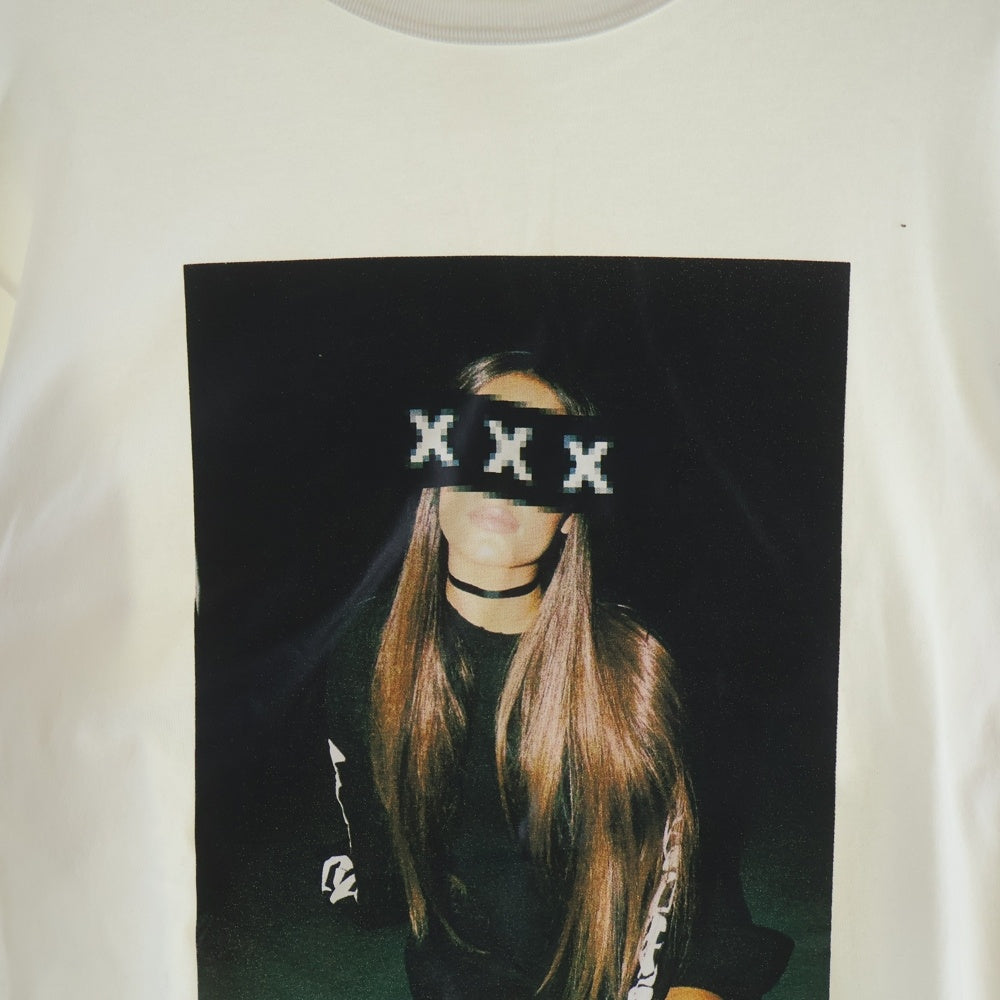 GOD SELECTION XXX(ゴッドセレクショントリプルエックス) アリアナグランデ フォトプリント クルーネックコットン長袖Tシャツ ホワイト