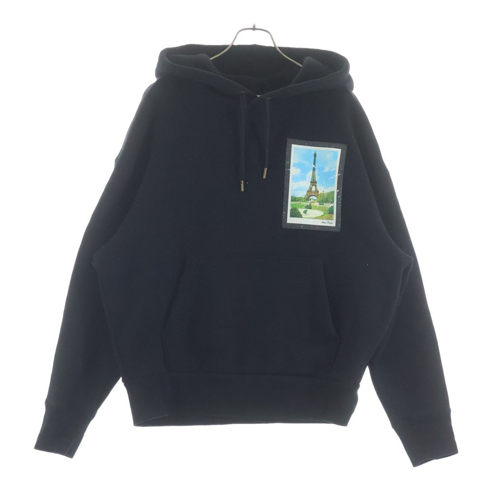 AMI Alexandre Mattiussi(アミアレクサンドルマテュッシ) ポストカードフォトプリント プルオーバーパーカー フーディ ブラック H19J036.746