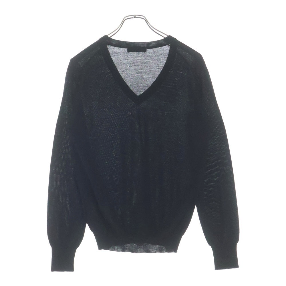 Alexander McQueen(アレキサンダーマックイーン) ロゴパッチ Vネックセーター ニット ブラック KRQN-HA-1008