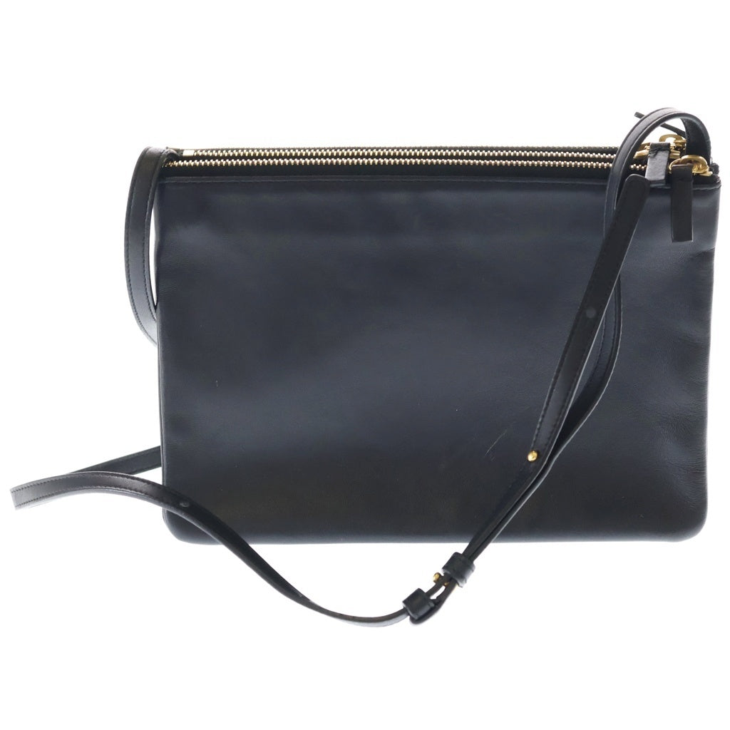 CELINE(セリーヌ) トリオ ラージ ラムスキンショルダーバッグ ゴールド金具 ブラック/ゴールド レディース