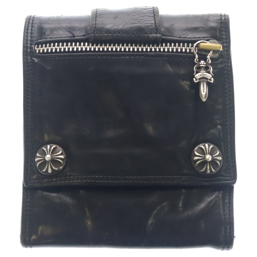 CHROME HEARTS(クロムハーツ) 3 FOLD WALLET ラージ 3フォールド レザー ウォレット 財布 ブラック