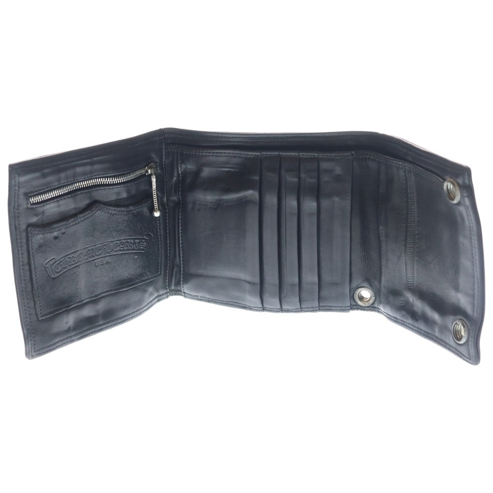 CHROME HEARTS(クロムハーツ) 3 FOLD WALLET ラージ 3フォールド レザー ウォレット 財布 ブラック
