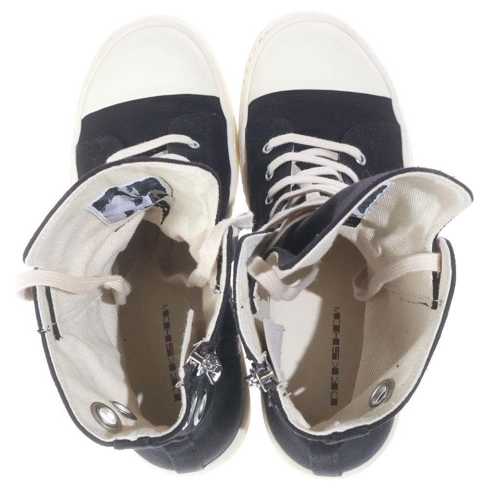 Rick Owens DRKSHDW(リックオウエンス ダークシャドウ) 24AW スニーカーズ サイドジップキャンバスハイカットスニーカー DU02D2800 DOES1 ブラック