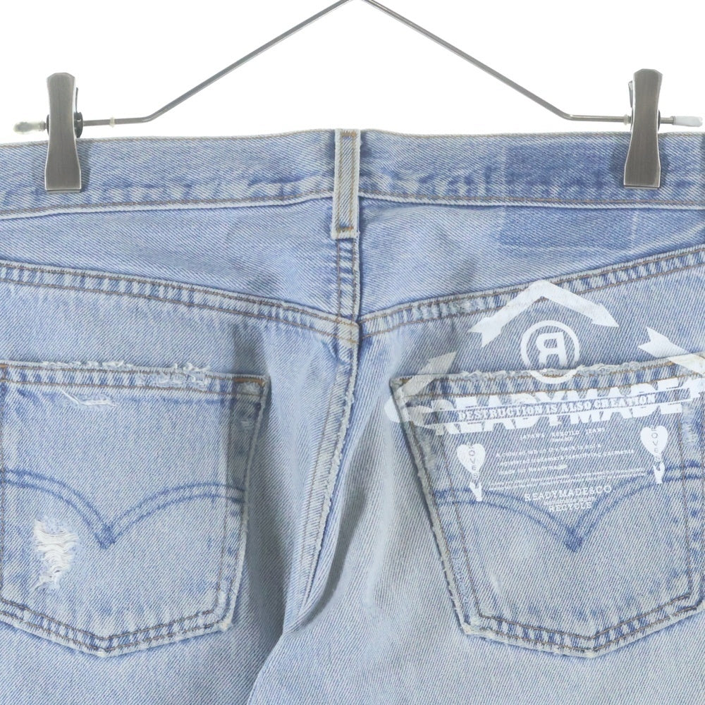 READY MADE(レディメイド) 22SS ダメージ加工 リメイク加工ストレートロングデニムパンツ インディゴ RE-CO-BL-00-00-191