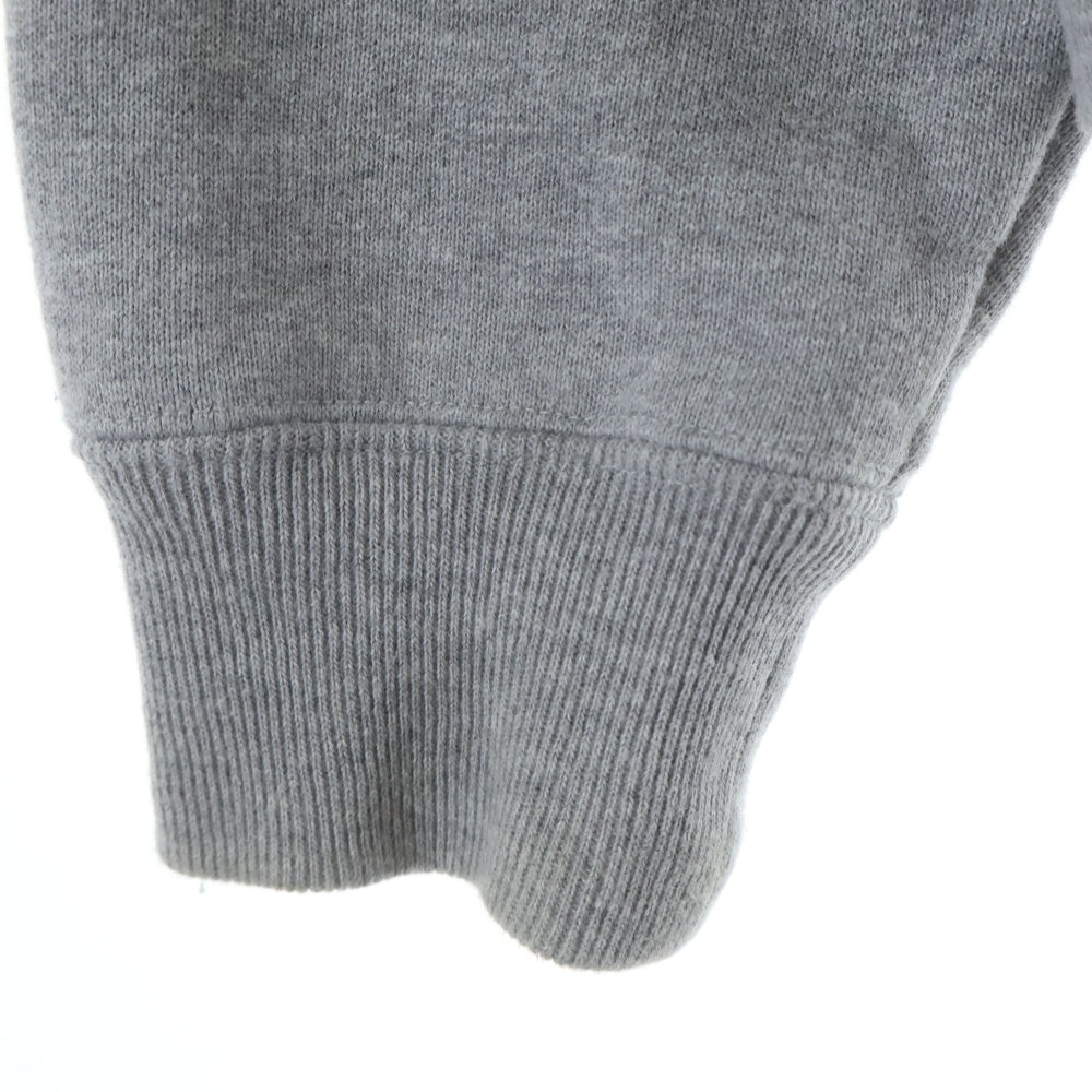NO BRAND(ノーブランド) KYOU BROTHERS LEATHER HEAVY WEIGHT SWEAT 襟レザー ハーフジップスウェットトレーナー グレー KU3SSUSWT01