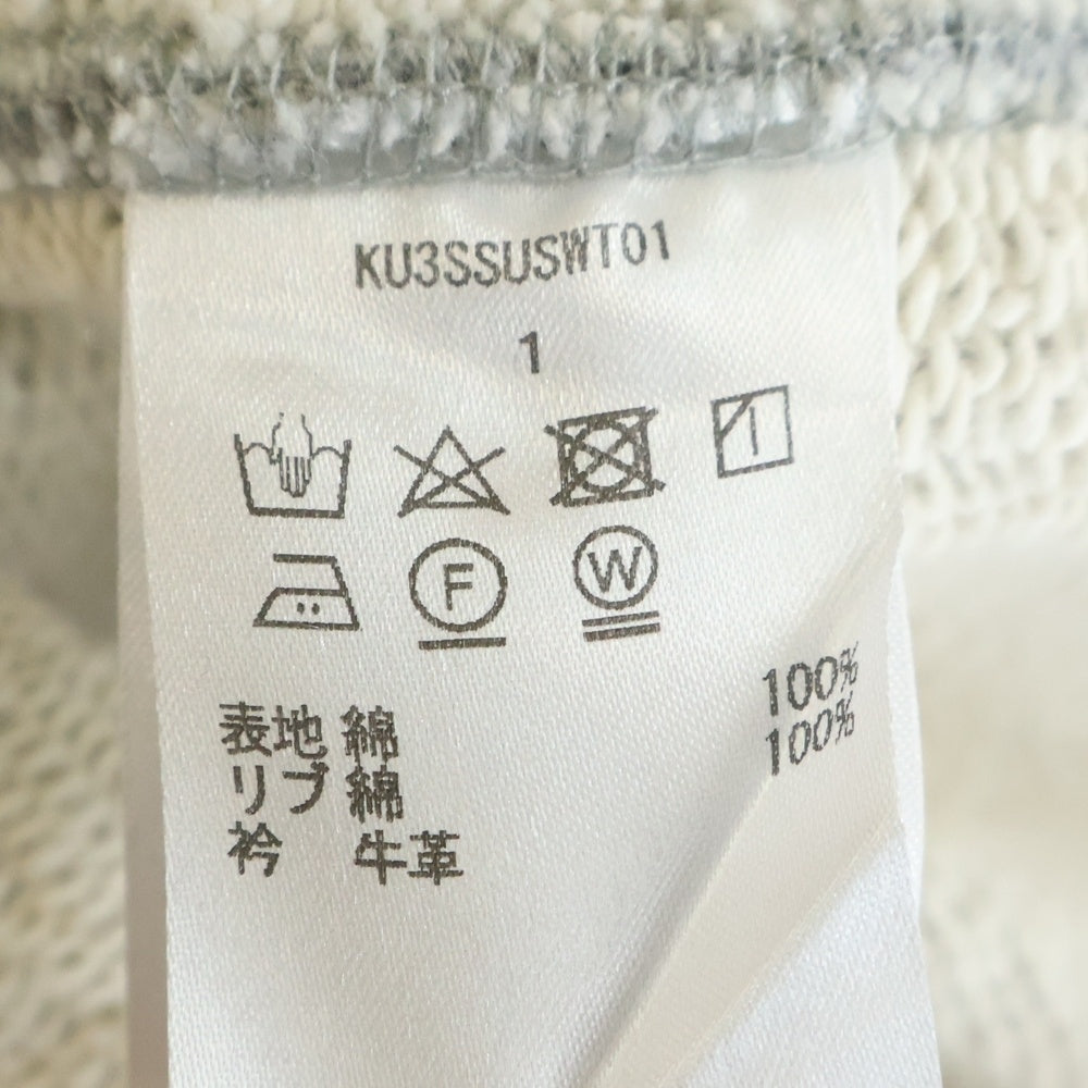 NO BRAND(ノーブランド) KYOU BROTHERS LEATHER HEAVY WEIGHT SWEAT 襟レザー ハーフジップスウェットトレーナー グレー KU3SSUSWT01