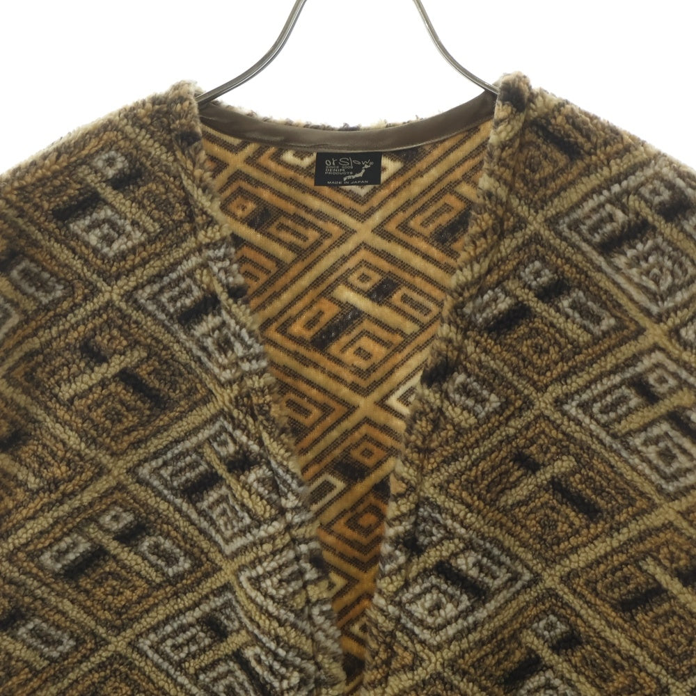orslow(オアスロー) AFRICAN PATTERN BOA FlEECE VEST アフリカンパターン ボアフリースベスト ブラウン