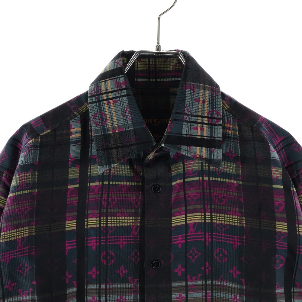 LOUIS VUITTON チェック モノグラム ウエスト絞り シャツワンピース LOUIS VUITTON(ルイヴィトン) 21SS モノグラムチェック 長袖シャツ