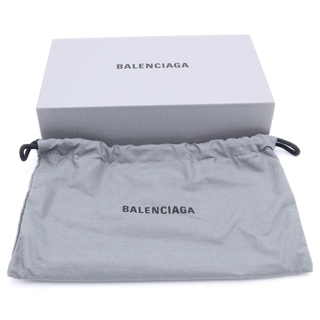 BALENCIAGA(バレンシアガ) ロゴプリント レザー ラウンドジップ ウォレット 財布 ブラック