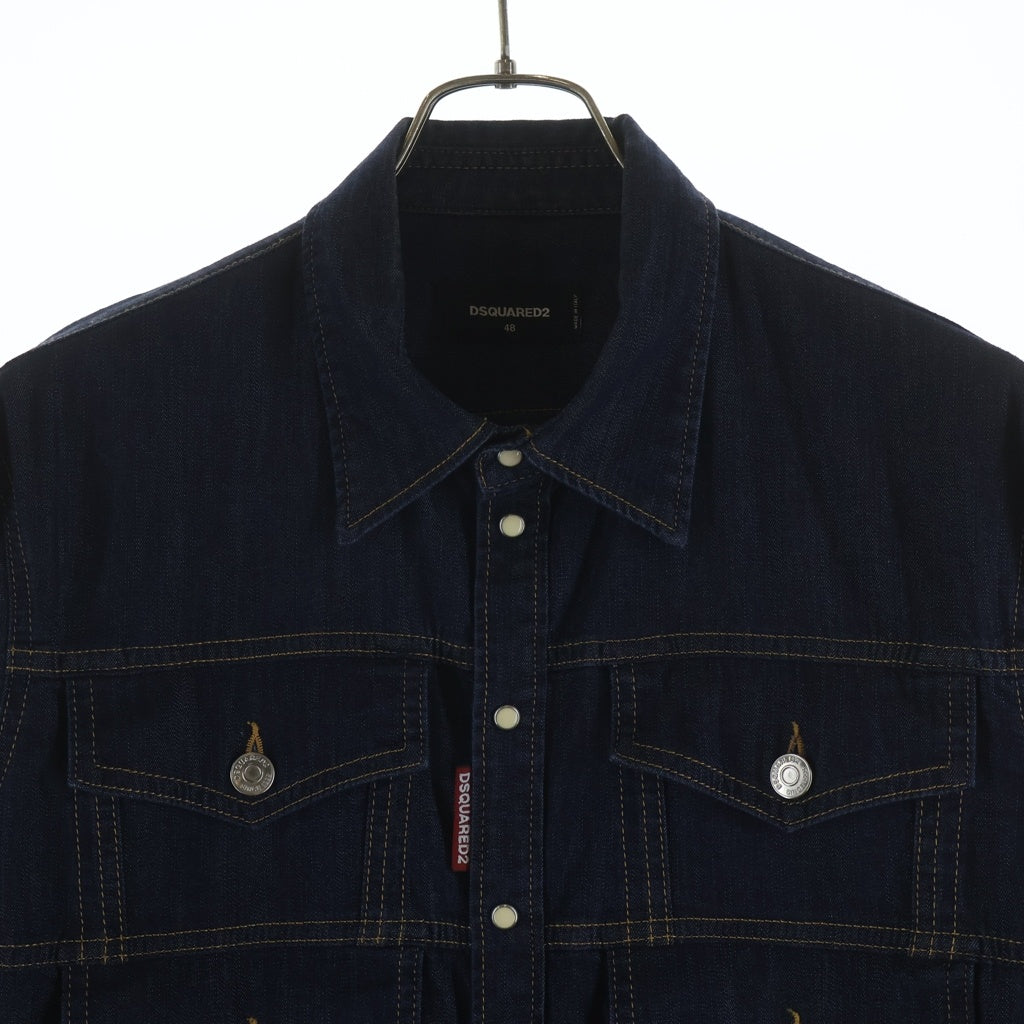 DSQUARED2(ディースクエアード) マルチポケットデニム長袖シャツ インディゴ S74DM0351