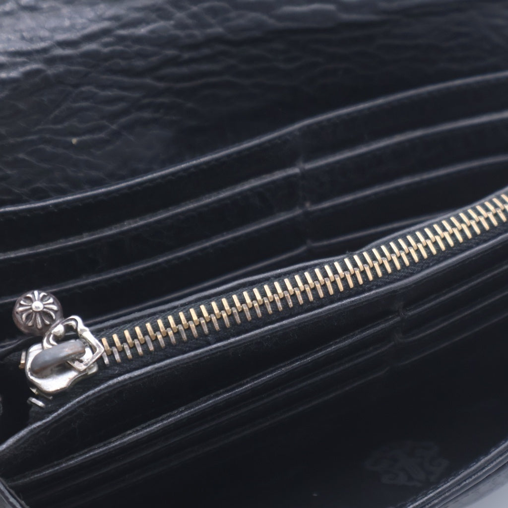 CHROME HEARTS(クロムハーツ) JUDY CROSS BALL ジュディ クロス ボール ボタン レザーウォレット 長財布 ブラック レディース