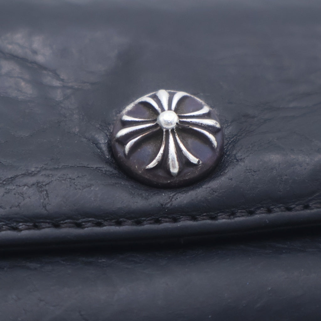 CHROME HEARTS(クロムハーツ) JUDY CROSS BALL ジュディ クロス ボール ボタン レザーウォレット 長財布 ブラック レディース