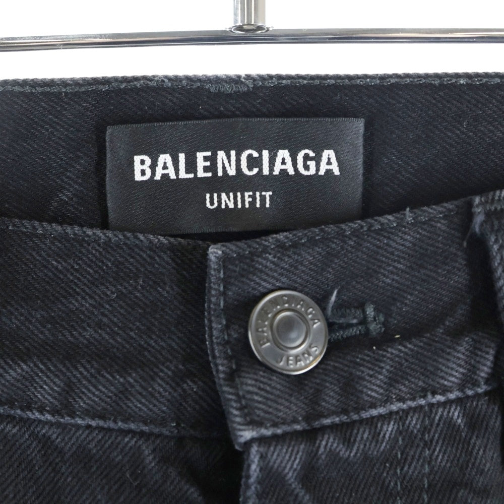 BALENCIAGA(バレンシアガ) 22AW DAMEGED STRAIGHT JEANS ダメージ加工 ワイドストレート デニムパンツ ブラック 659999 TBP47