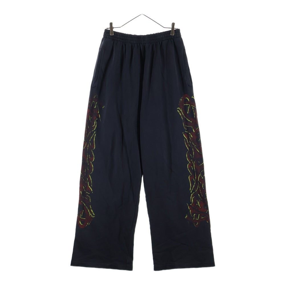 BALENCIAGA(バレンシアガ) 23AW OFFSHORE Offshore Baggy アートプリントスウェットバギーロングパンツ ブラック 771081 TPVM9