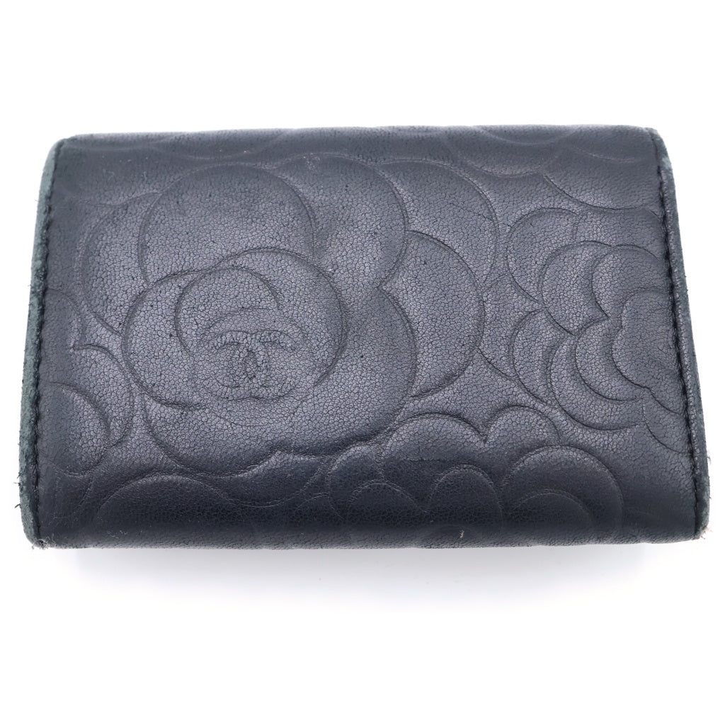 CHANEL(シャネル) ラムスキン カメリア A1471 コインカードケース ブラック レディース