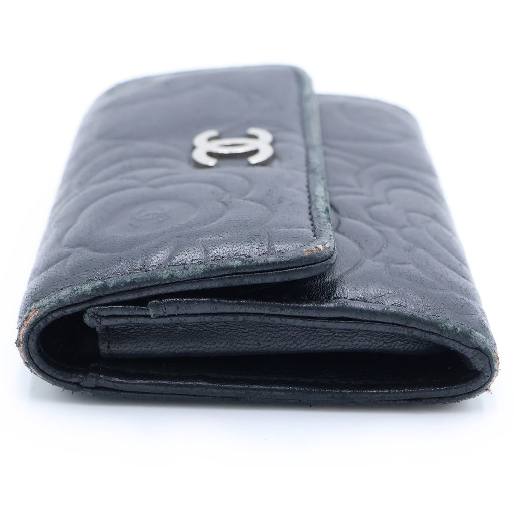 CHANEL(シャネル) ラムスキン カメリア A1471 コインカードケース ブラック レディース