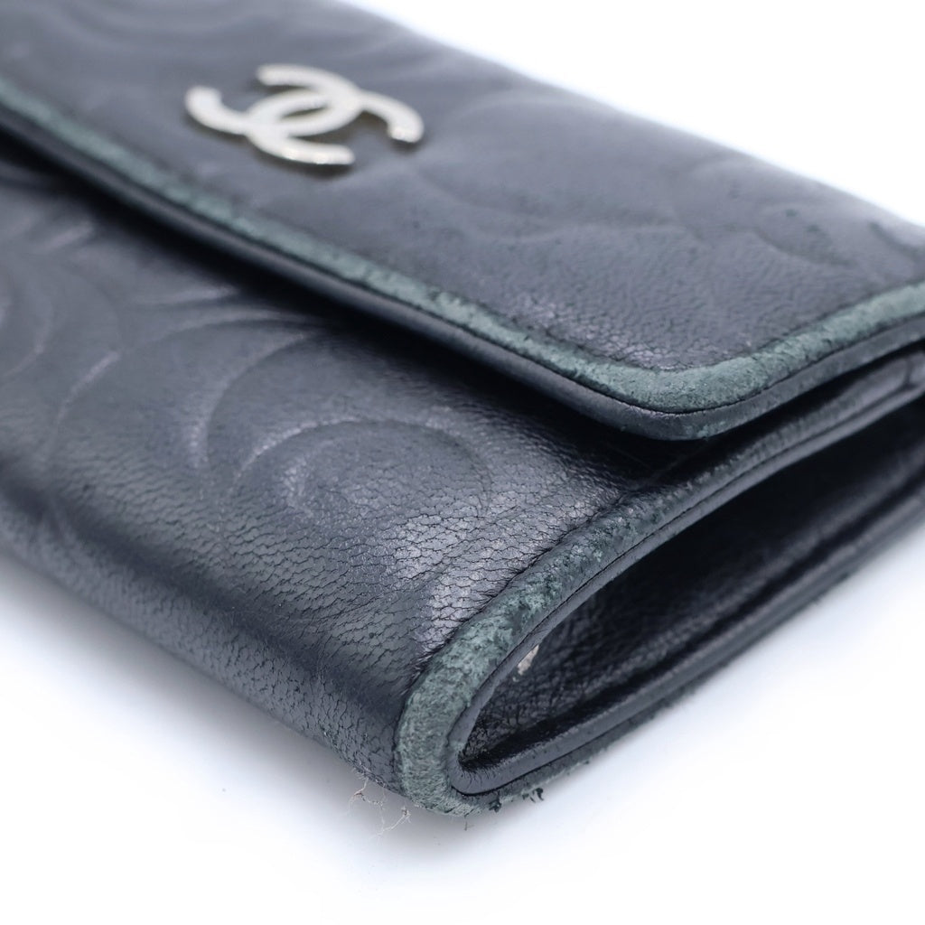 CHANEL(シャネル) ラムスキン カメリア A1471 コインカードケース ブラック レディース