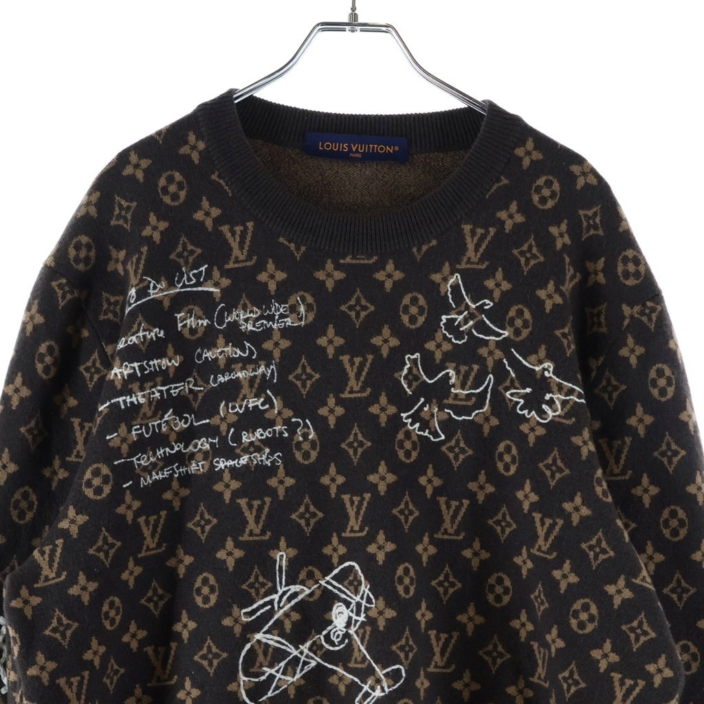 LOUIS VUITTON(ルイヴィトン) 23AW MONOGRAM KNIT RM232 ZLL HPN95W モノグラム総柄 クルーネックニットセーター ブラウン