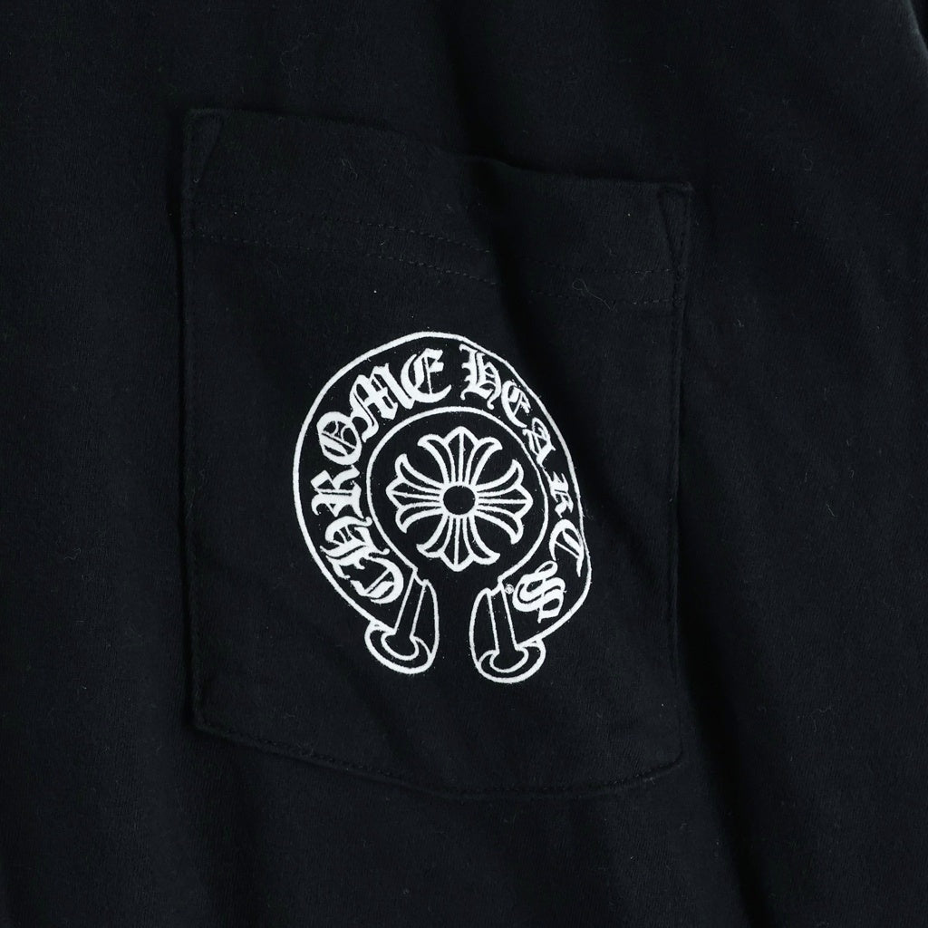 CHROME HEARTS(クロムハーツ) グラデーションロゴプリント ハリウッド限定 袖フローラル ホースシュー 長袖Tシャツカットソー ブラック