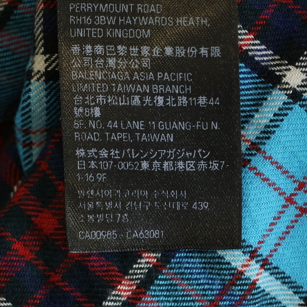 BALENCIAGA(バレンシアガ) ロゴ刺繍 ブリーチフランネルチェック 長袖