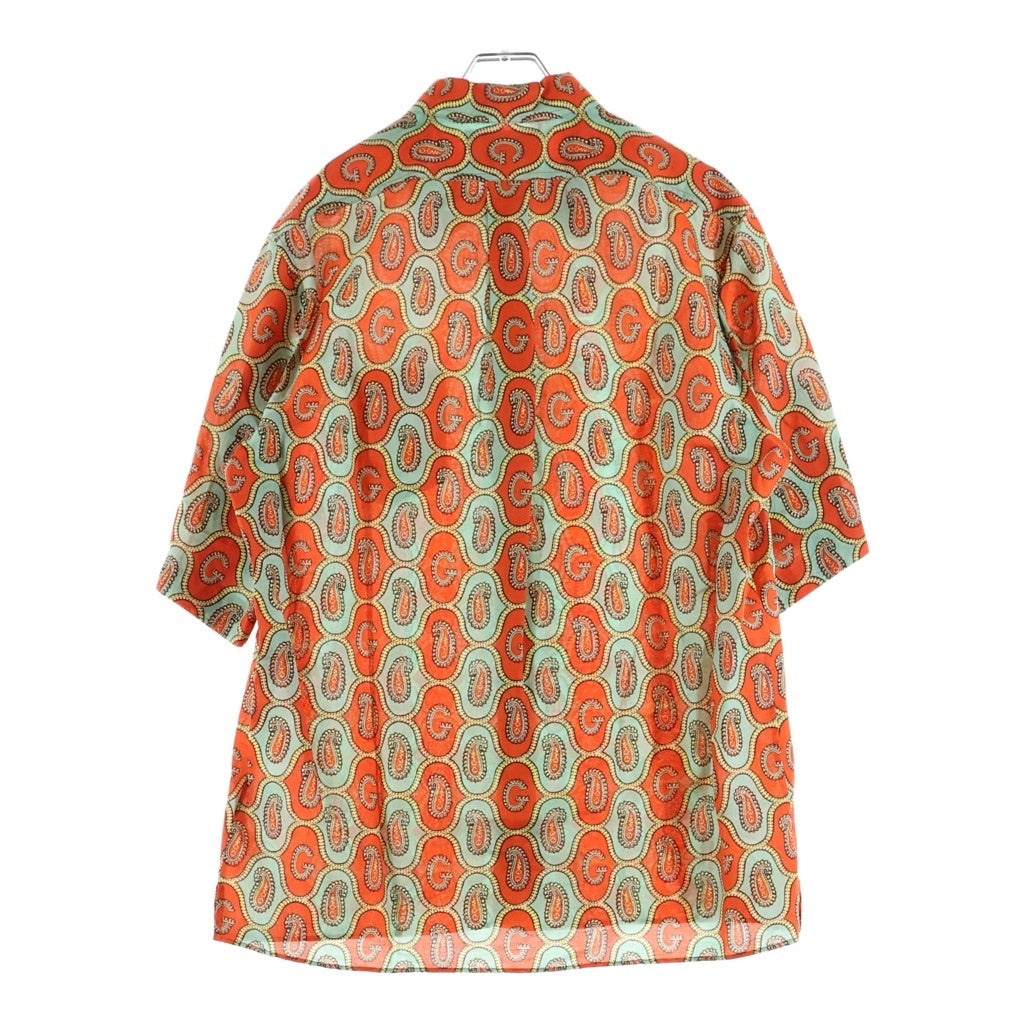 GUCCI(グッチ) 21AW ペイズリーリネン総柄シャツ 半袖シャツ オレンジ 653979 ZAGQ1