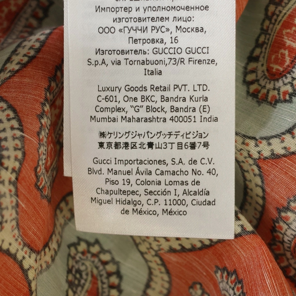 GUCCI(グッチ) 21AW ペイズリーリネン総柄シャツ 半袖シャツ オレンジ 653979 ZAGQ1