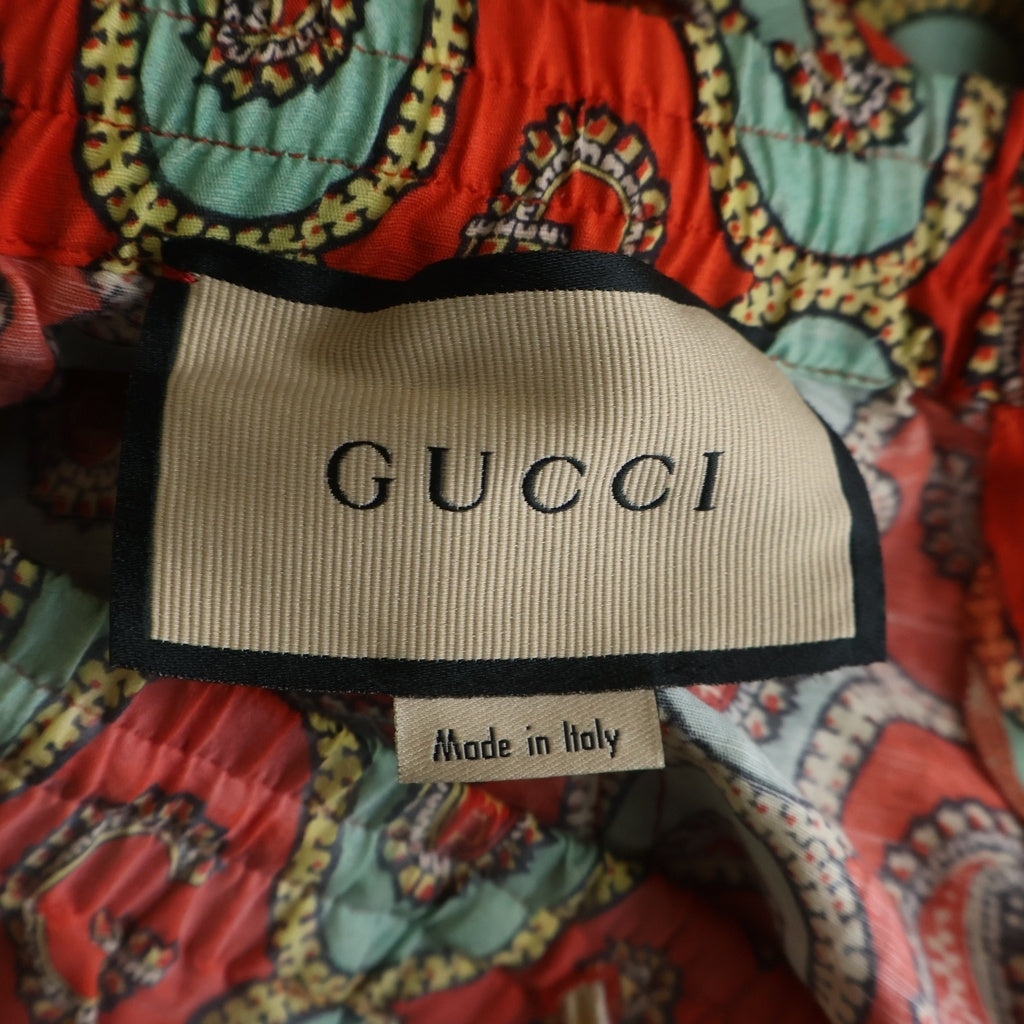 GUCCI(グッチ) 21AW ペイズリーリネン総柄ショートパンツ オレンジ 654233 ZAGUV