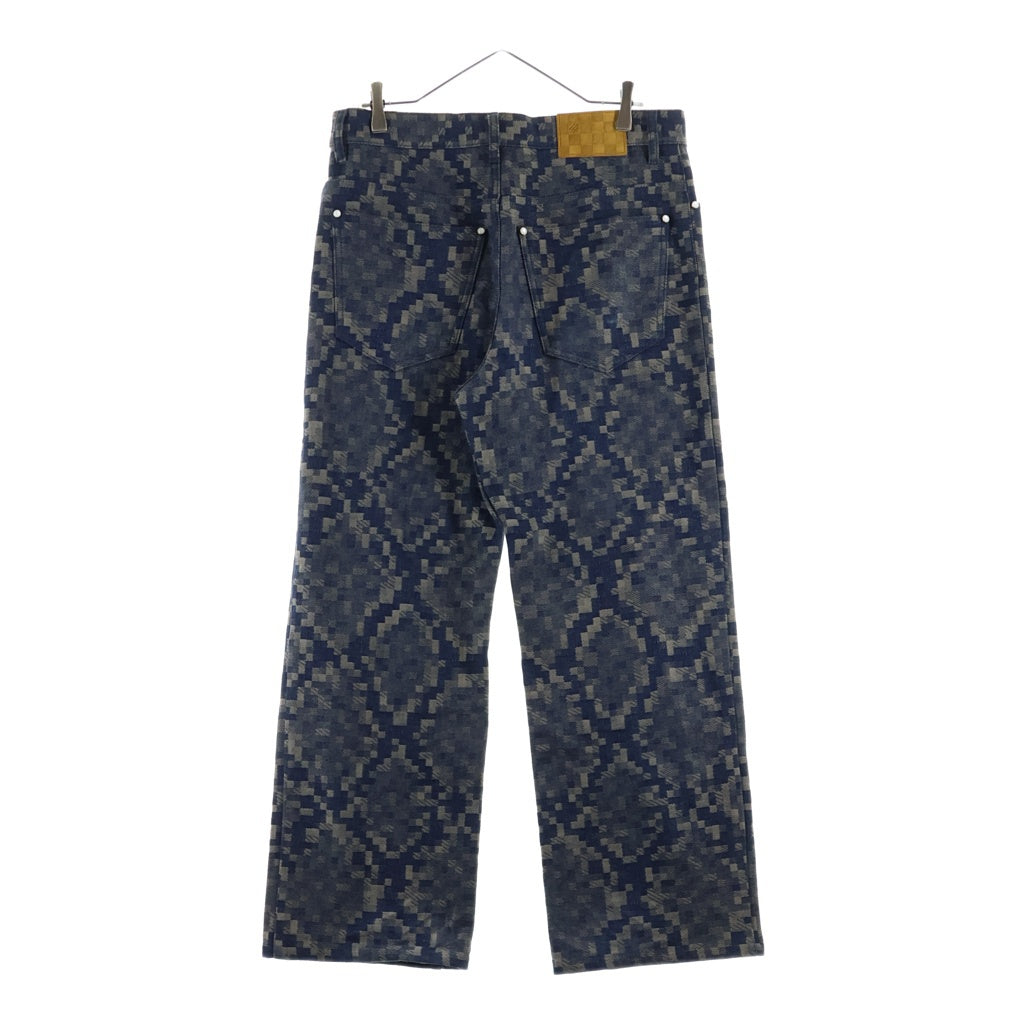 LOUIS VUITTON(ルイヴィトン) 25SS ダミエ コットンストレートパンツ ブルー/ブラウン RM251M SCR HSD66W