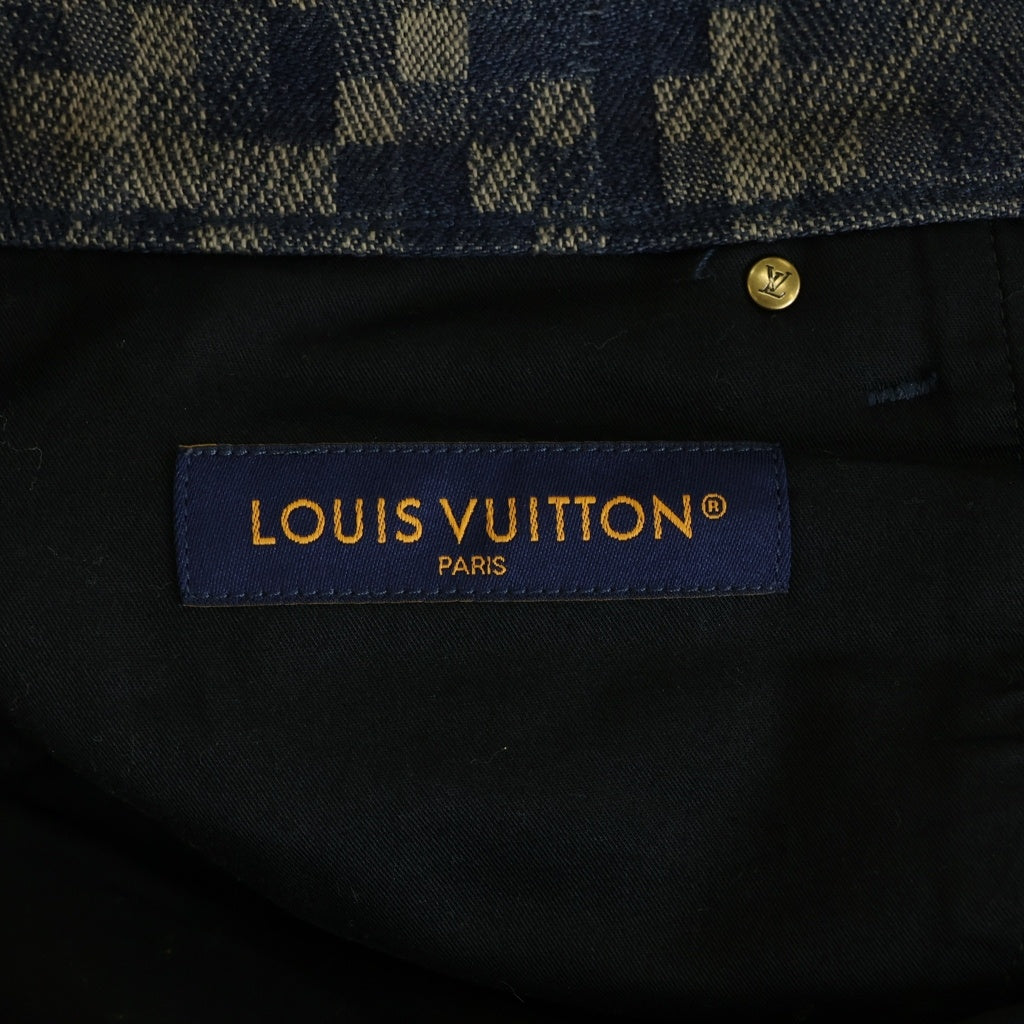 LOUIS VUITTON ルイヴィトン 25SS ダミエ コットンストレートパンツ ブルー/ブラウン RM251M SCR HSD66W LOUIS VUITTON(ルイヴィトン) 25SS ダミエ コットンストレートパンツ
