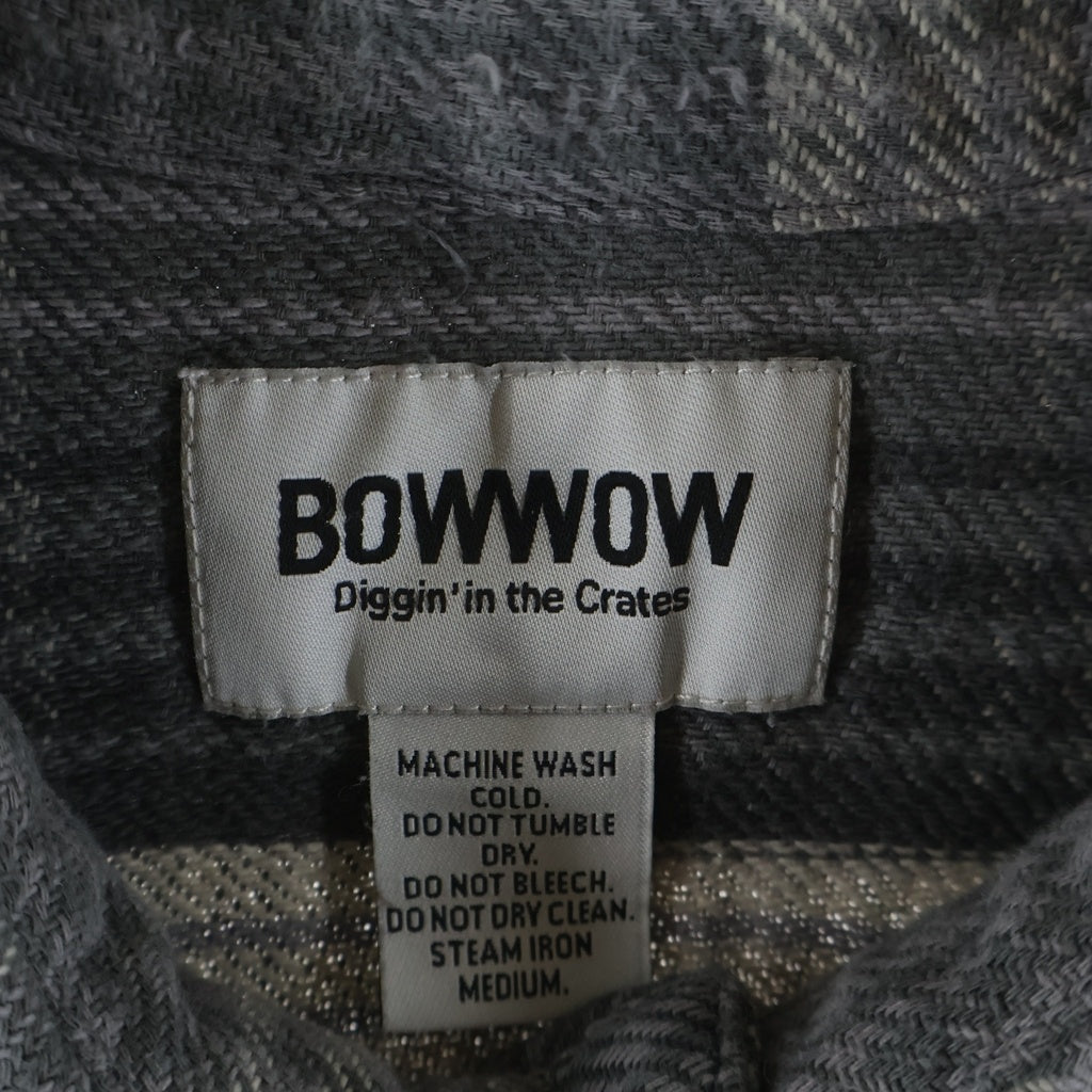 BOWWOW(バウワウ) ダメージ加工 ボタンダウンフランネルチェックシャツ グレー