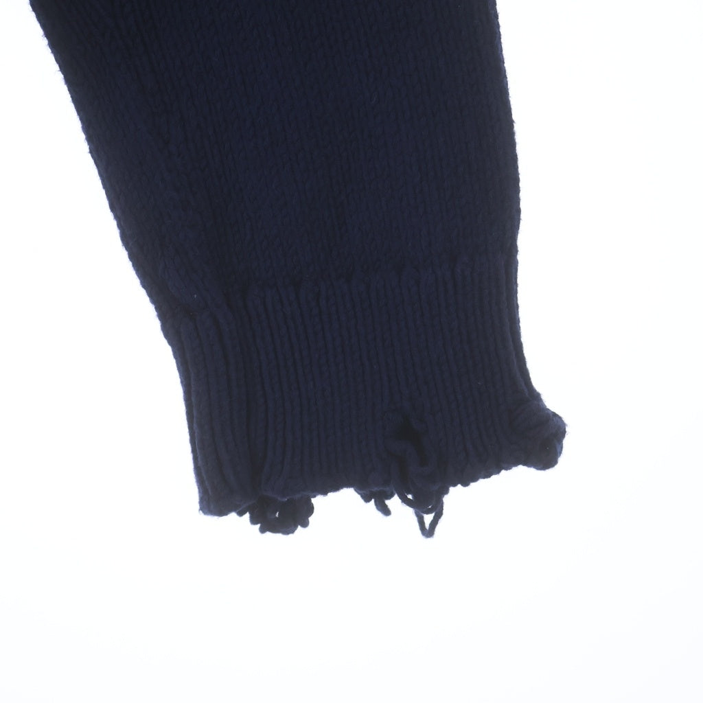 SAINT LAURENT PARIS(サンローランパリ) 19AW デストロイ加工 クラッシュニットセーター ネイビー 604798 YAL02