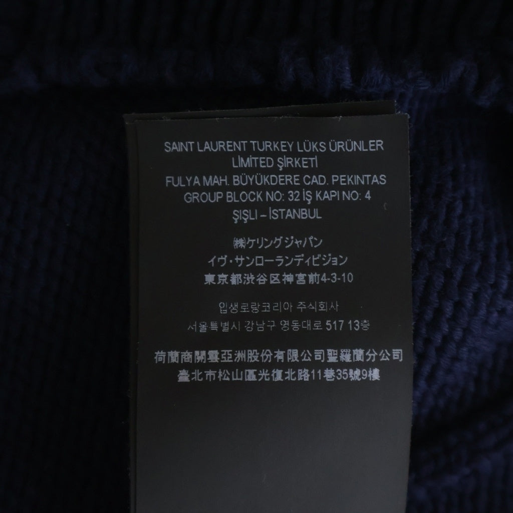 SAINT LAURENT PARIS(サンローランパリ) 19AW デストロイ加工 クラッシュニットセーター ネイビー 604798 YAL02