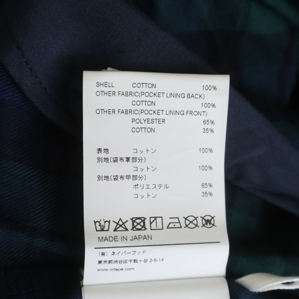 WTAPS(ダブルタップス) 22SS SEAGULL 02 TROUSERS COTTON FLANNEL トラウザーズ コットン フランネル チェック パンツ グリーン 221TQDT-PTM03
