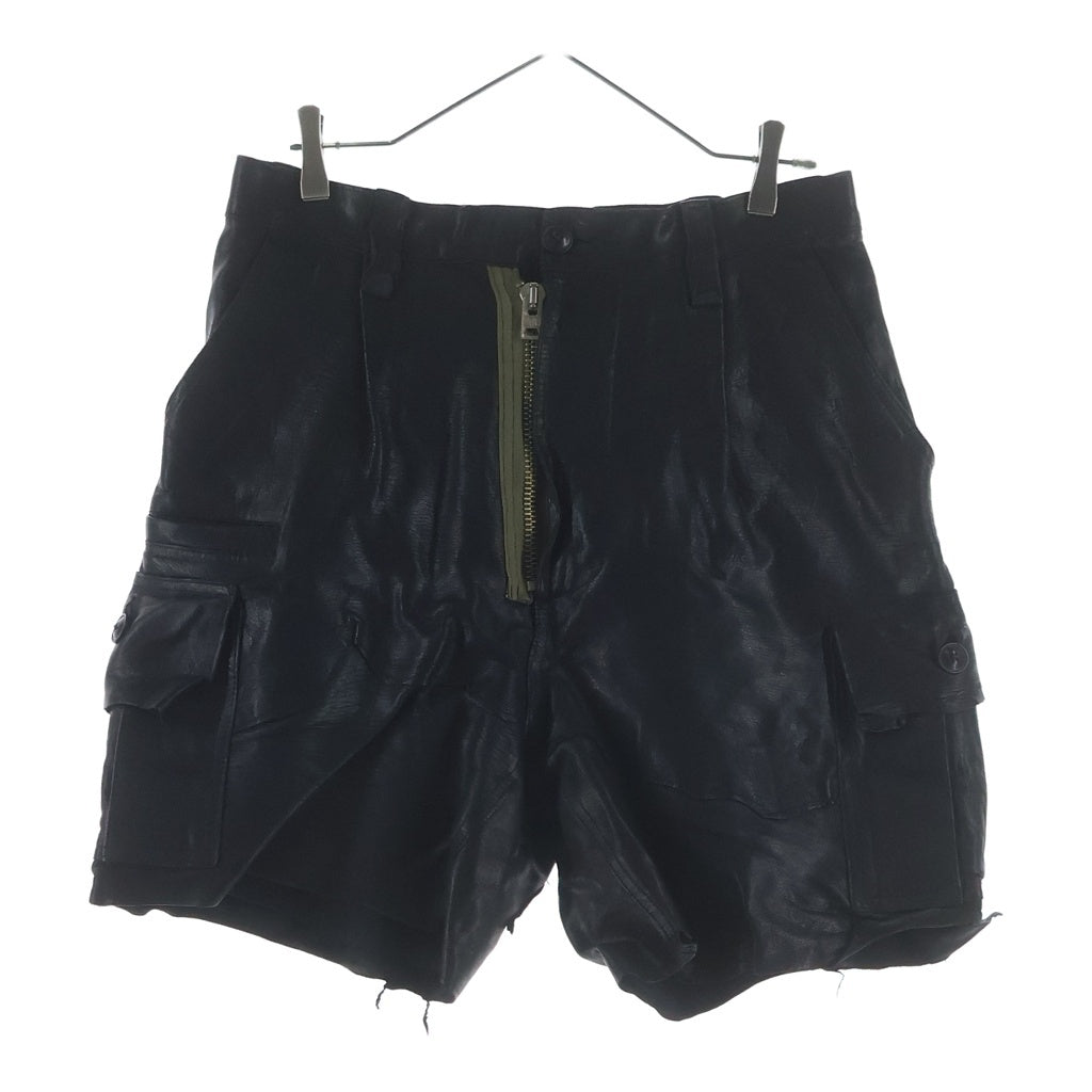 GOOD KARMA DEVELOPMENT(グッドカルマ ディベロップメント) DEER SKIN ディアースキン ジップアップレザーハーフパンツ ブラック