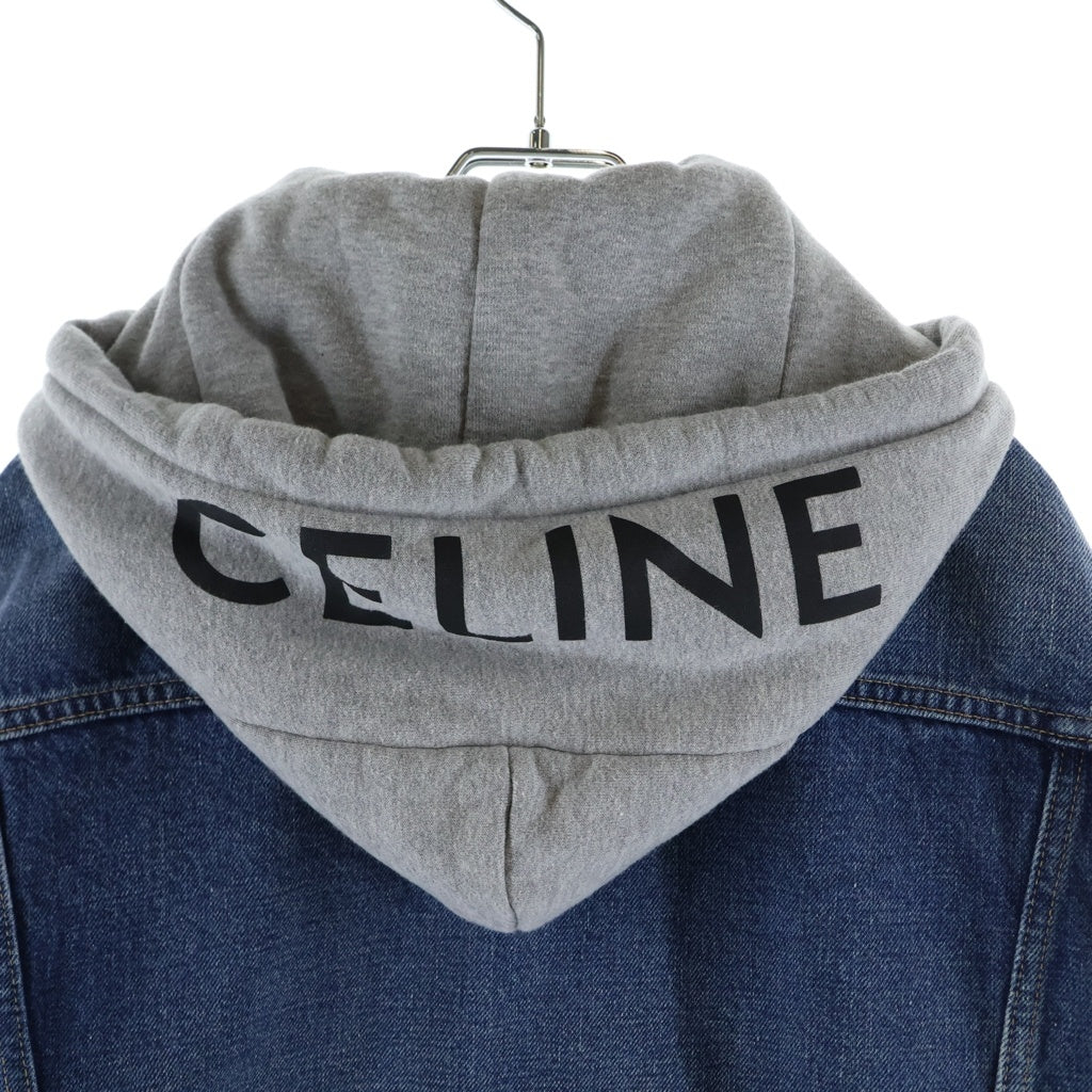 CELINE(セリーヌ) ロゴプリントフード付き デニムトラッカージャケット インディゴ