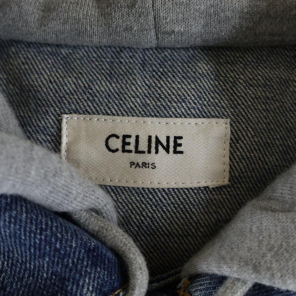 CELINE(セリーヌ) ロゴプリントフード付き デニムトラッカージャケット インディゴ