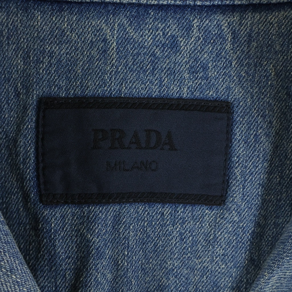 PRADA(プラダ) ブリーチデニム半袖シャツ GEC068 インディゴ