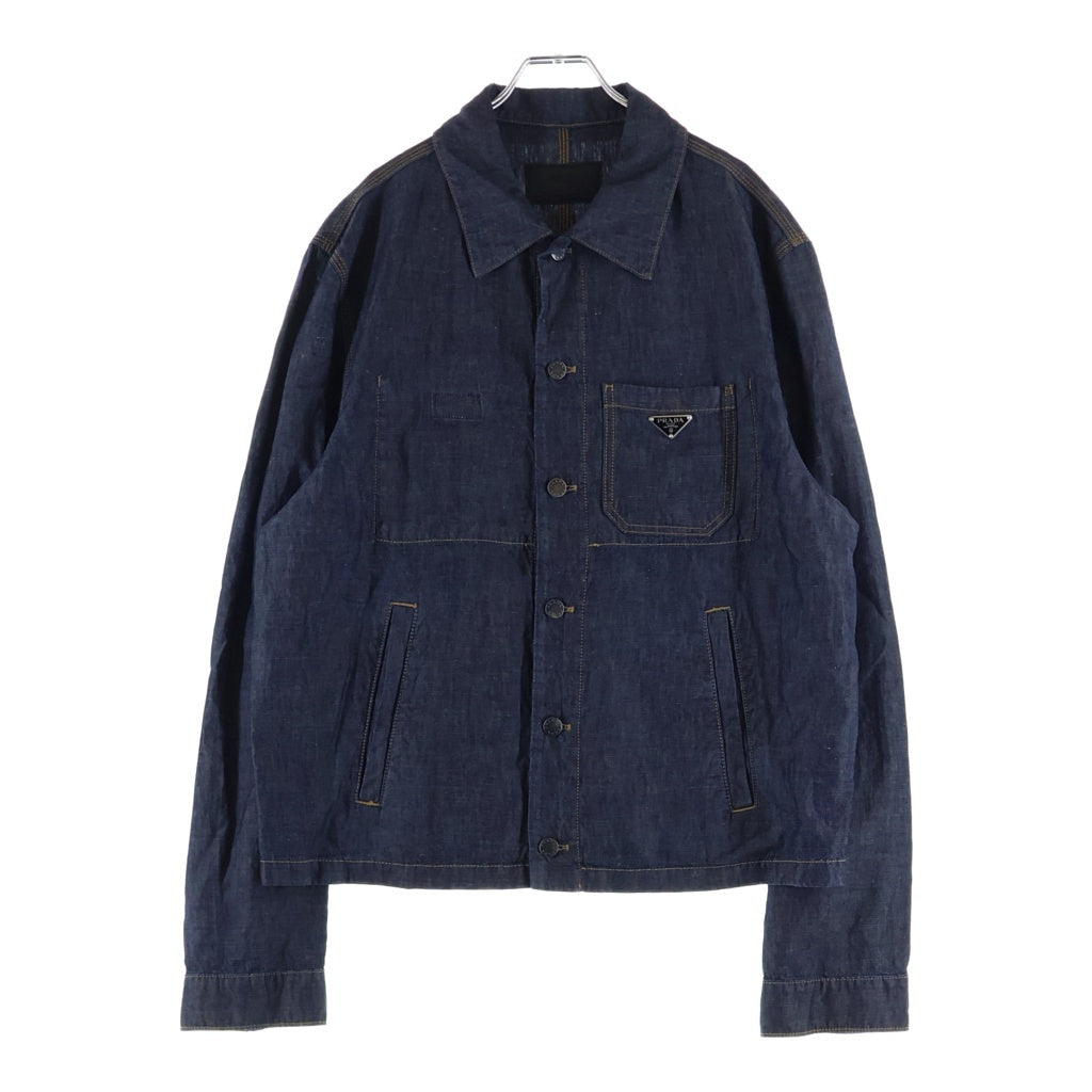 PRADA(プラダ) トライアングルロゴ 三角プレート シャンブレージャケット GEB254 インディゴ