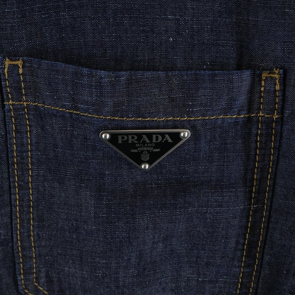 PRADA(プラダ) トライアングルロゴ 三角プレート シャンブレージャケット GEB254 インディゴ