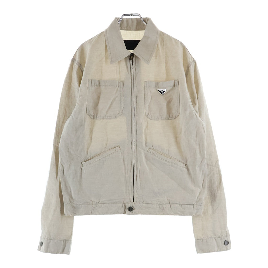 PRADA(プラダ) トライアングルロゴ 三角プレート シャツジャケット GEB255 アイボリー