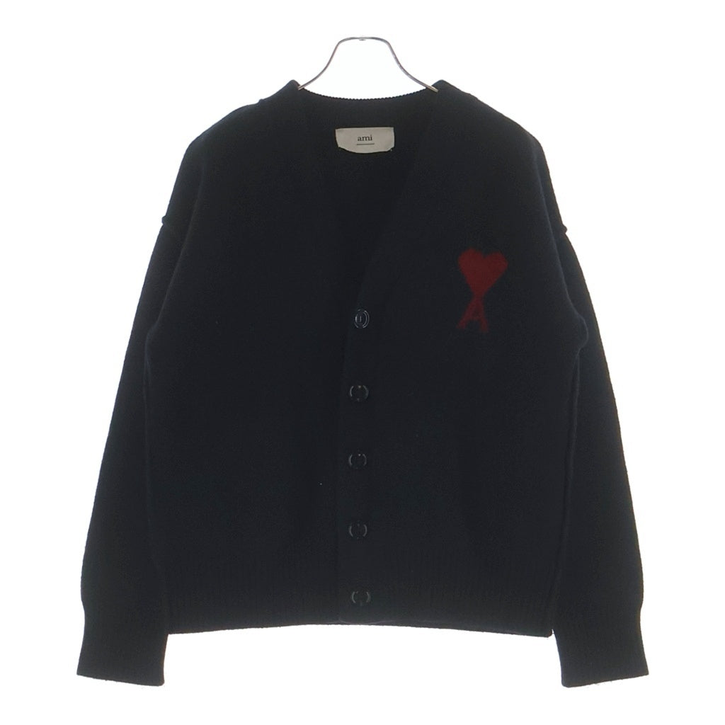 AMI Alexandre Mattiussi(アミアレクサンドルマテュッシ) Knit Cardigan ハートロゴ刺繍 ニットカーディガン ブラック レディース UKC367.018