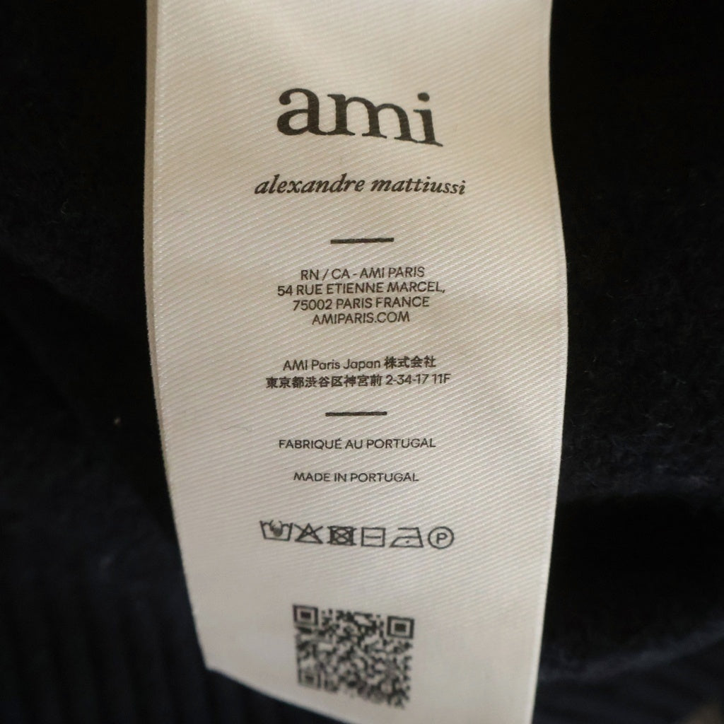 AMI Alexandre Mattiussi(アミアレクサンドルマテュッシ) Knit Cardigan ハートロゴ刺繍 ニットカーディガン ブラック レディース UKC367.018