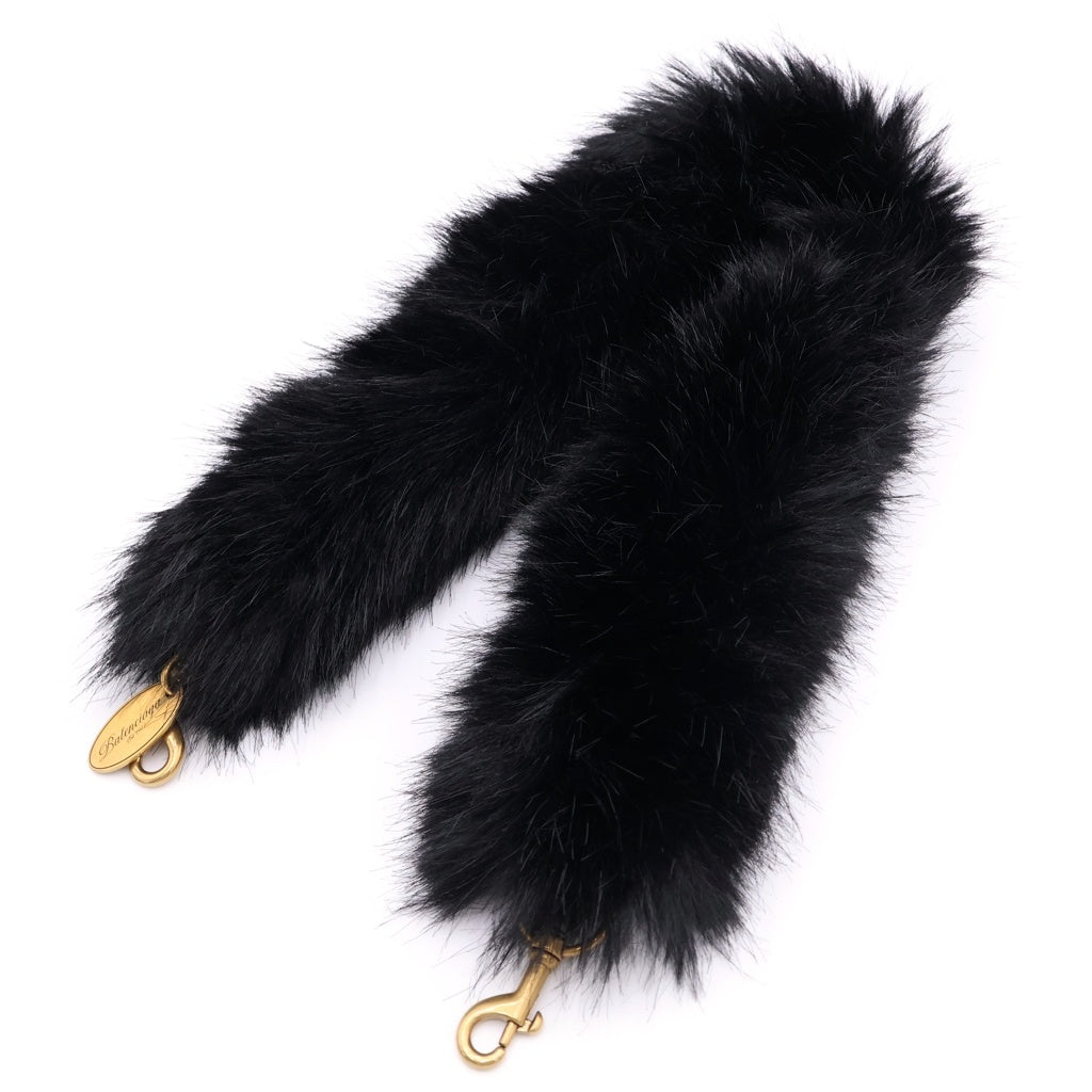BALENCIAGA(バレンシアガ) Faux fur strap アニマルフリーファーストラップ 8473672AB6R2413 ブラック レディース