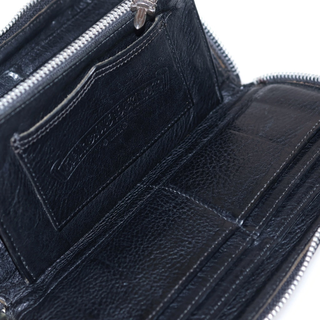 CHROME HEARTS(クロムハーツ) REC F ZIP ダブル フレアニー ラウンドジップ レザー ロングウォレット ブラック