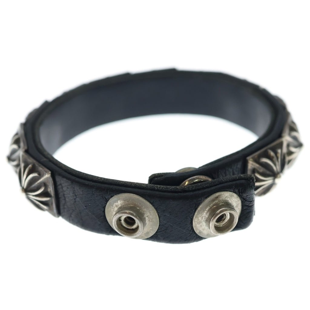 Chrome Hearts レザーブレスレット ブラック レザー シルバー CHROME HEARTS(クロムハーツ) ZERO STUD SNGL ROW ゼロ ピラミッド