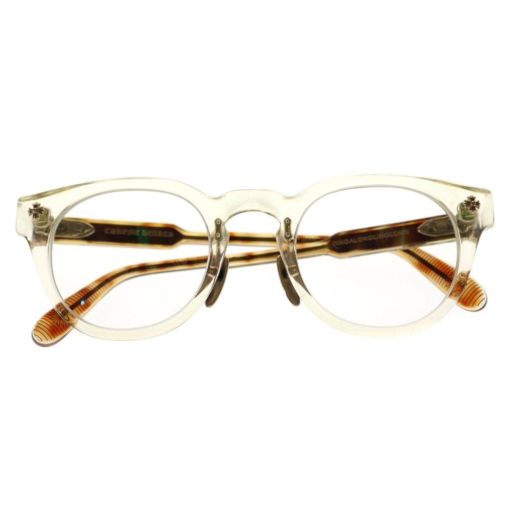 CHROME HEARTS(クロムハーツ) DINGALONGLINGLONG SUNGLASSES クリアフフレーム サングラス 度入り ホワイト/ゴールド