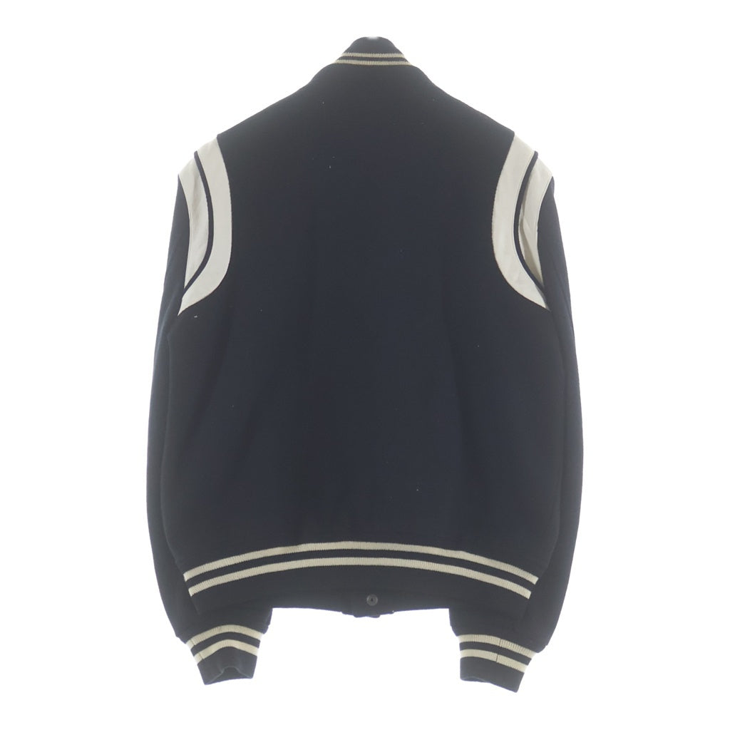 SAINT LAURENT PARIS(サンローランパリ) TEDDY JACKET テディジャケット レザートリムウールスタジアムジャンパー ブルゾン 354718 ブラック