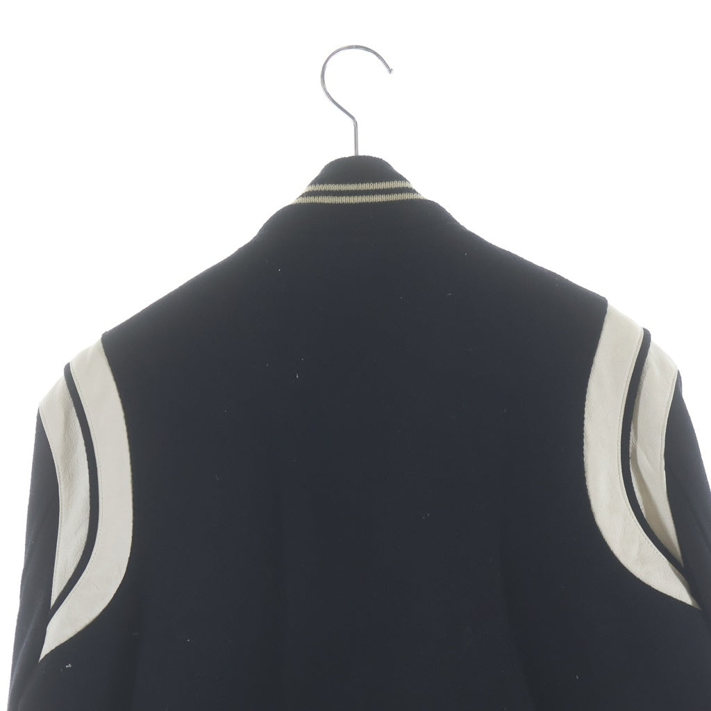 SAINT LAURENT PARIS(サンローランパリ) TEDDY JACKET テディジャケット レザートリムウールスタジアムジャンパー ブルゾン 354718 ブラック