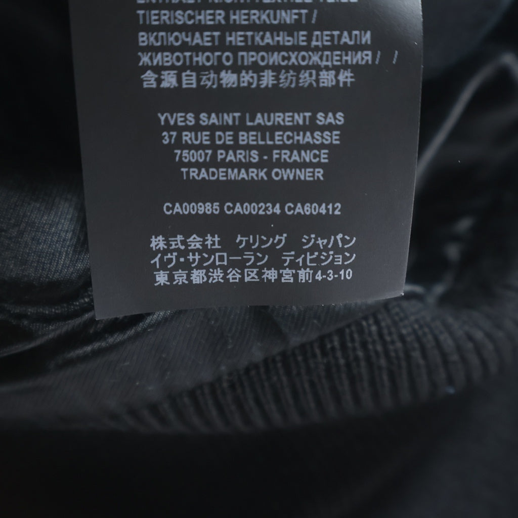 SAINT LAURENT PARIS(サンローランパリ) TEDDY JACKET テディジャケット レザートリムウールスタジアムジャンパー ブルゾン 354718 ブラック