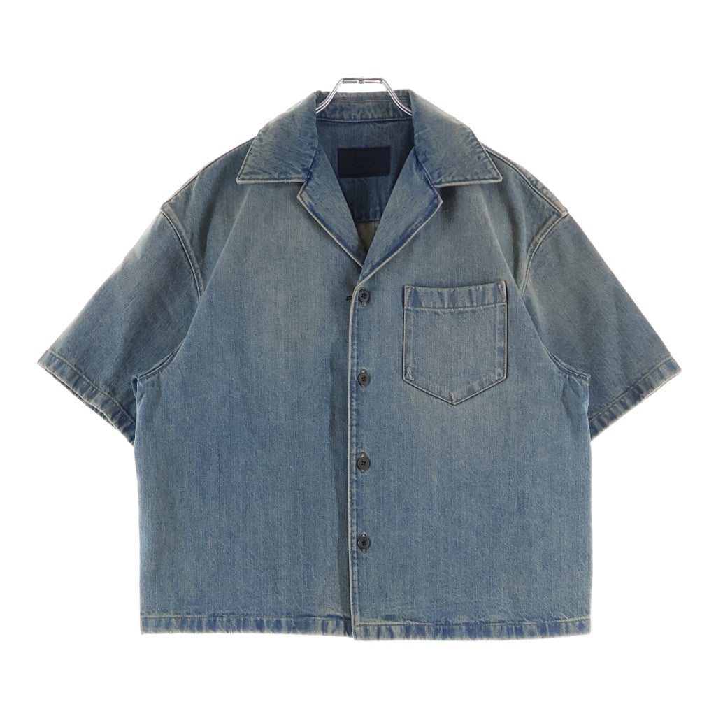 PRADA(プラダ) DENIM BLEACHED BLEACHデニム半袖シャツ GEC068 インディゴ